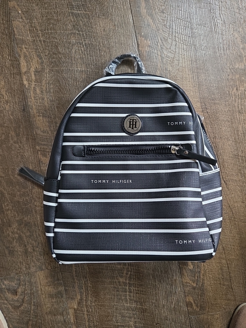 Tommy Hilfiger Black & White Striped Mini Backpack